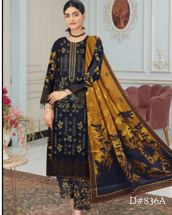 PRINTED LAWN 3 PC (FRONT EMBROIDED)