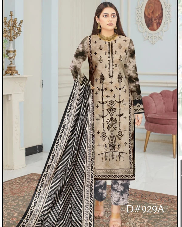 PRINTED LAWN 3 PC (FRONT EMBROIDED)