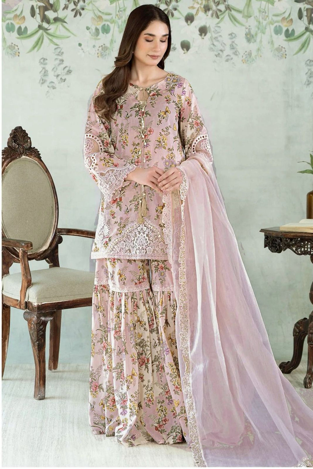 3PC LAWN WITH CHIFFON EMBROIDED DUPATTA