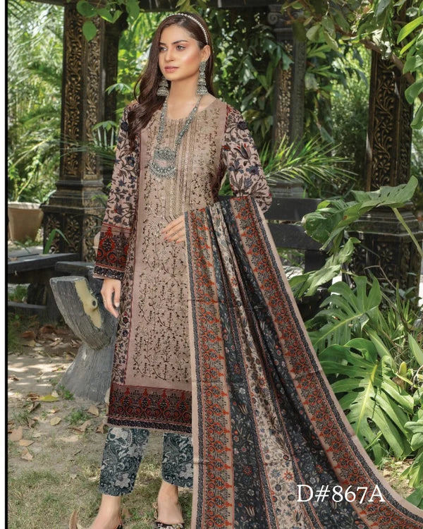 PRINTED LAWN 3 PC (FRONT EMBROIDED)