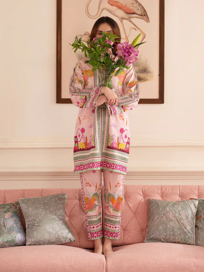 MAHNUR Digital Printed Co-Ords Set (Shirt & Trouser)