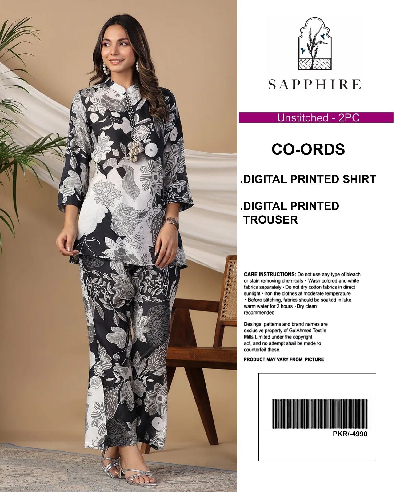 Sapphire Digital Printed Co-Ords Set (Shirt & Trouser)