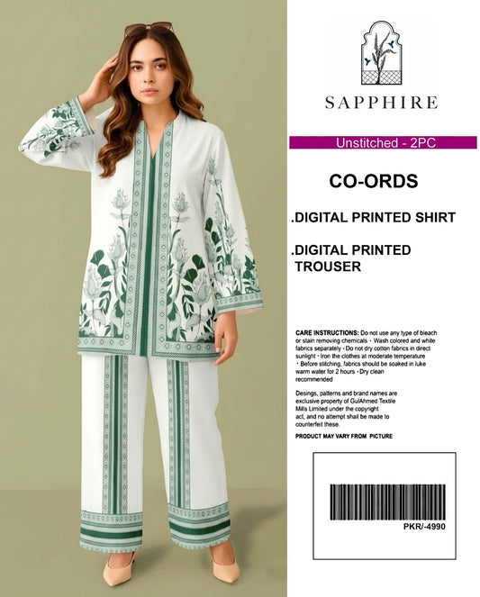 Sapphire Digital Printed Co-Ords Set (Shirt & Trouser)