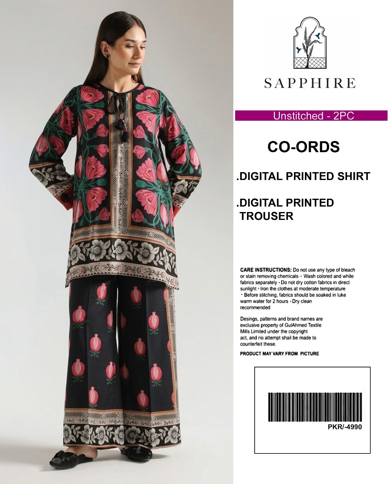 Sapphire Digital Printed Co-Ords Set (Shirt & Trouser)