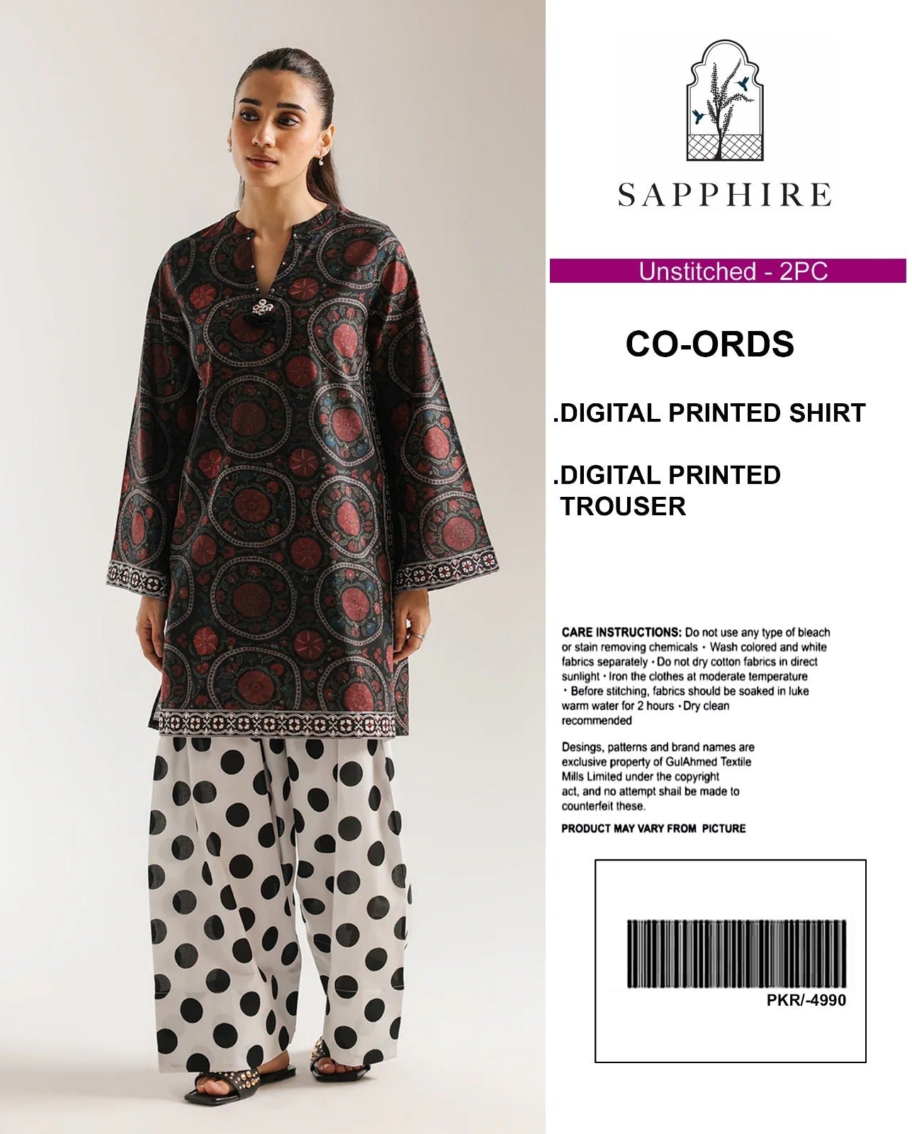 Sapphire Digital Printed Co-Ords Set (Shirt & Trouser)