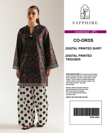 Sapphire Digital Printed Co-Ords Set (Shirt & Trouser)