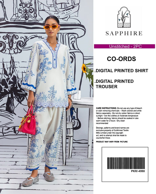 Sapphire Digital Printed Co-Ords Set (Shirt & Trouser)