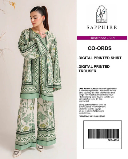 Sapphire Digital Printed Co-Ords Set (Shirt & Trouser)