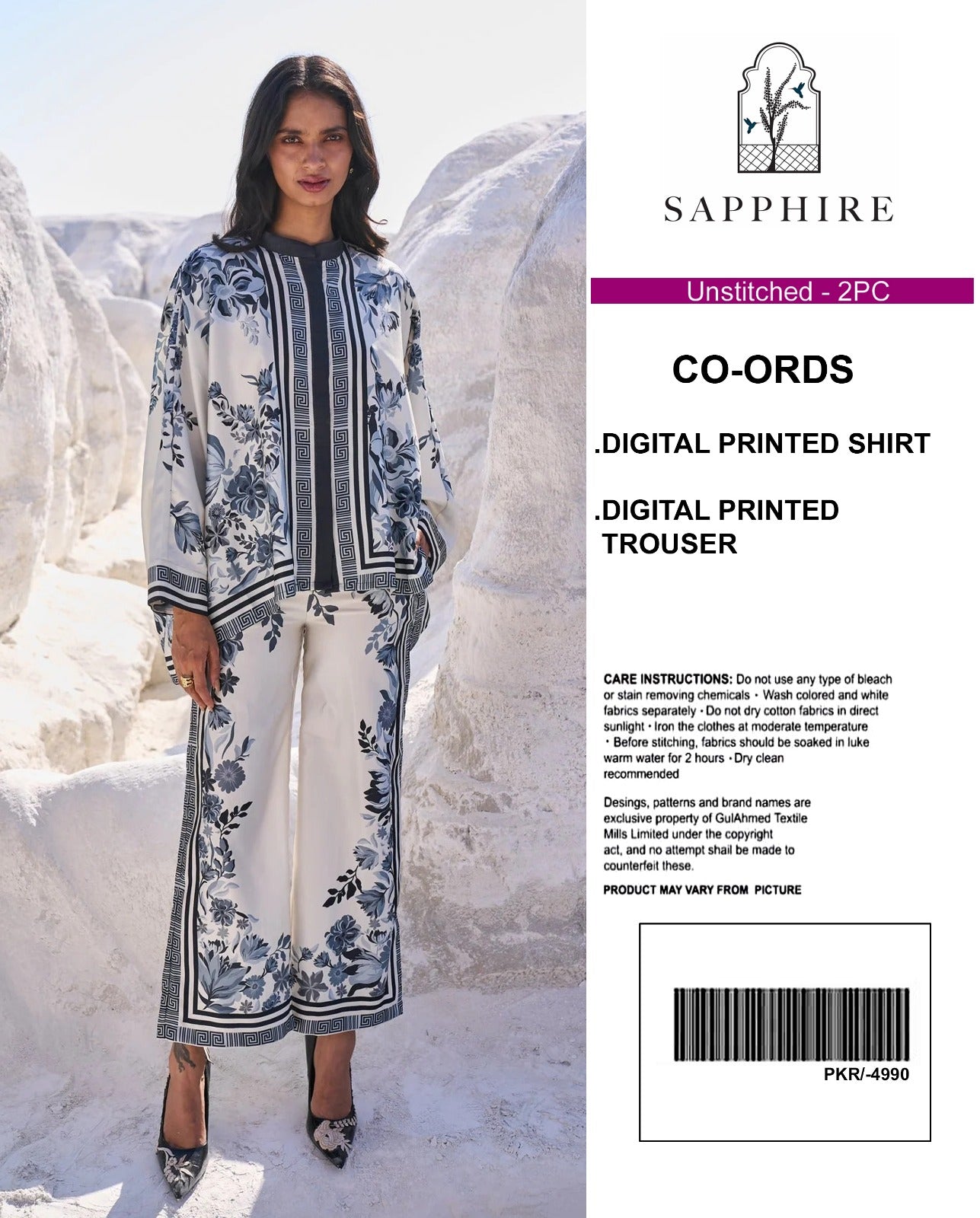 Sapphire Digital Printed Co-Ords Set (Shirt & Trouser)