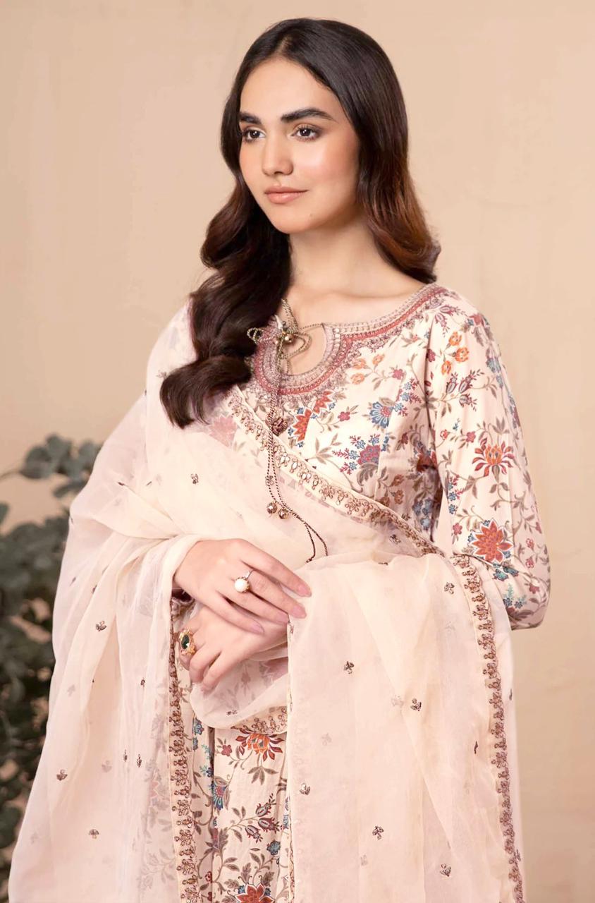 3PC LAWN WITH EMBROIDED CHIFFON DUPATTA